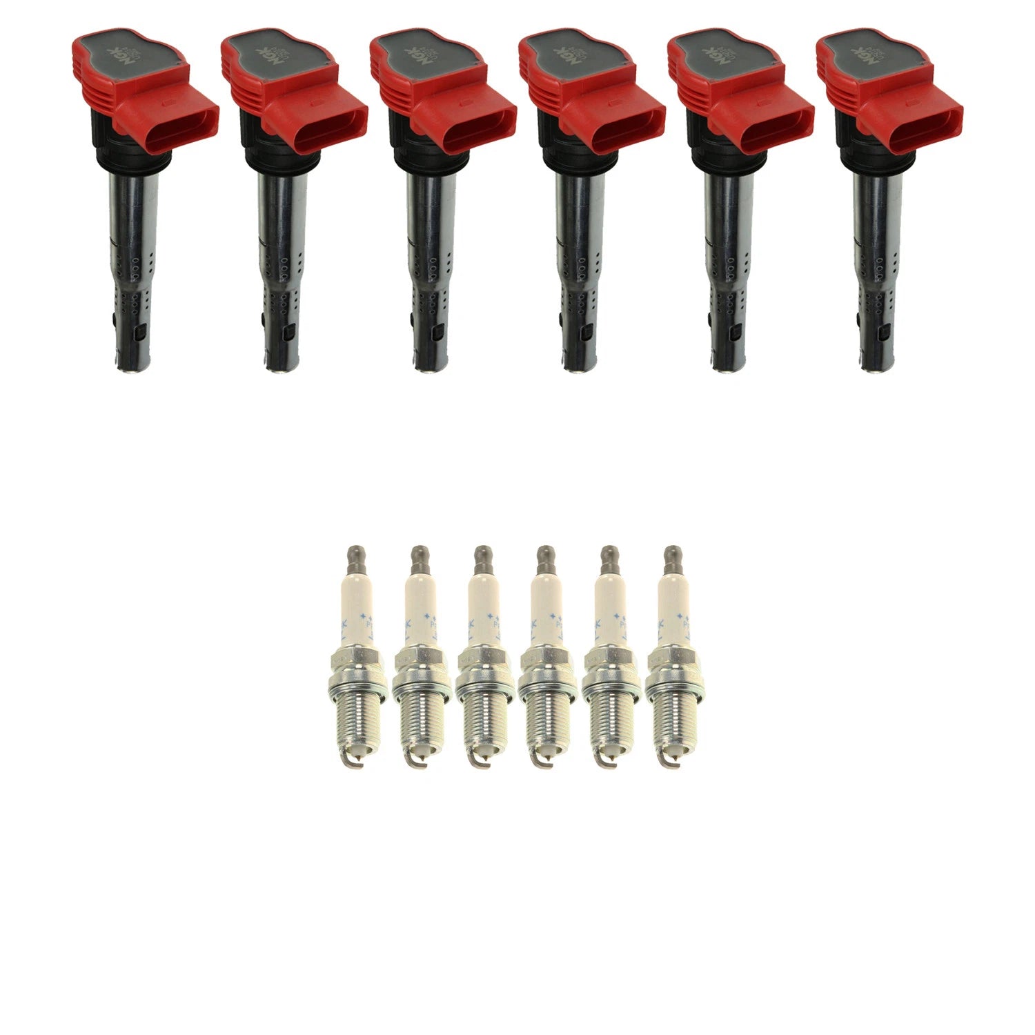 Set of 6 NGK Ignition Coils & Platinum Spark Plugs for Audi A6 A7 A8 Q5 S5 (2012–2018)