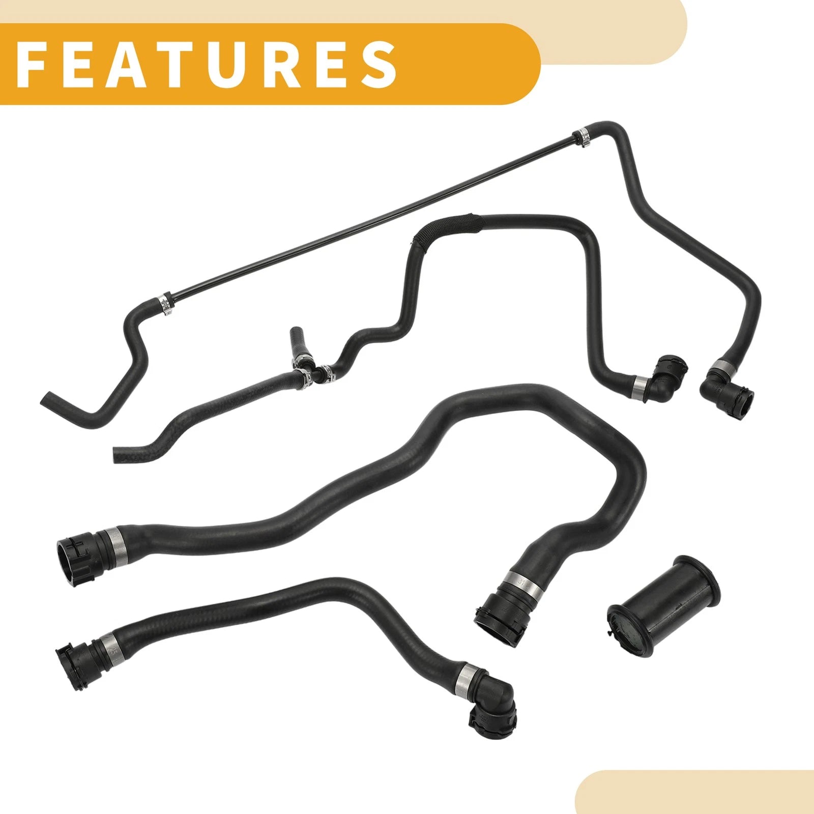 Radiator Hose for BMW 550i (2006–2010) No. 17127568246 Rubber Black
