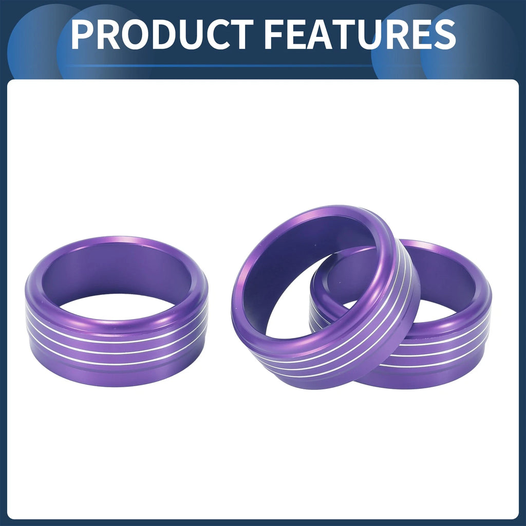 Set of 3 AC Heater Temp Switch Knob Cover Rings for Subaru Forester (2014–2018) Purple