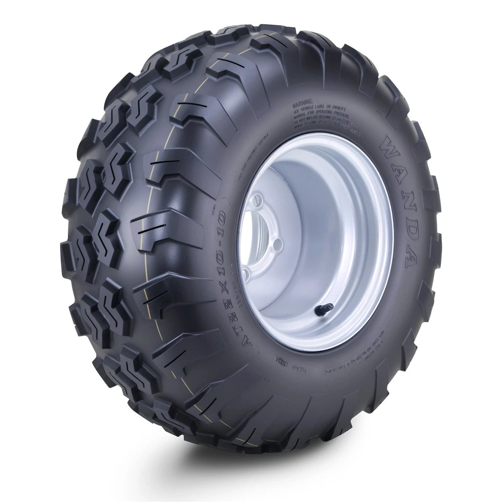 WANDA ATV Tire 22X10-10 with 4 Lugs on 4" PCD Silver Wheel 10238