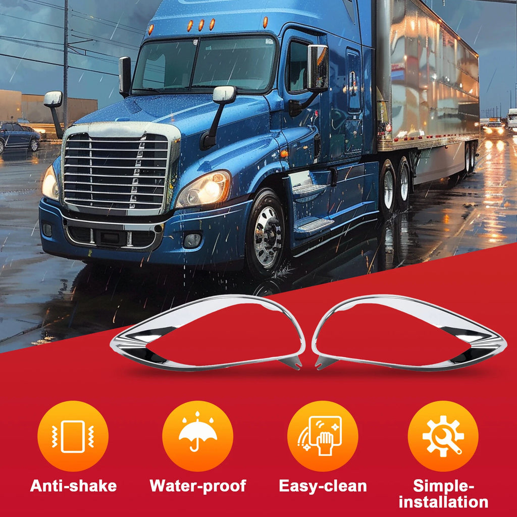 Set of 2 Chrome Headlight Bezel Covers for Freightliner Columbia (2001-2017)