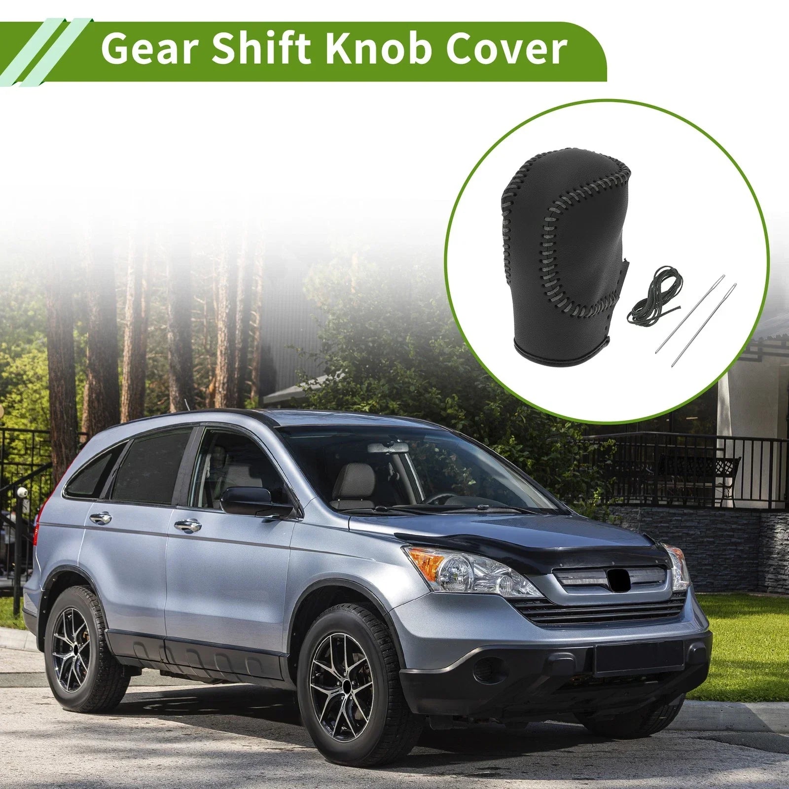 Car Gear Shift Knob Cover 1 x Black Grey Faux Leather for Honda Civic (2022-2024)