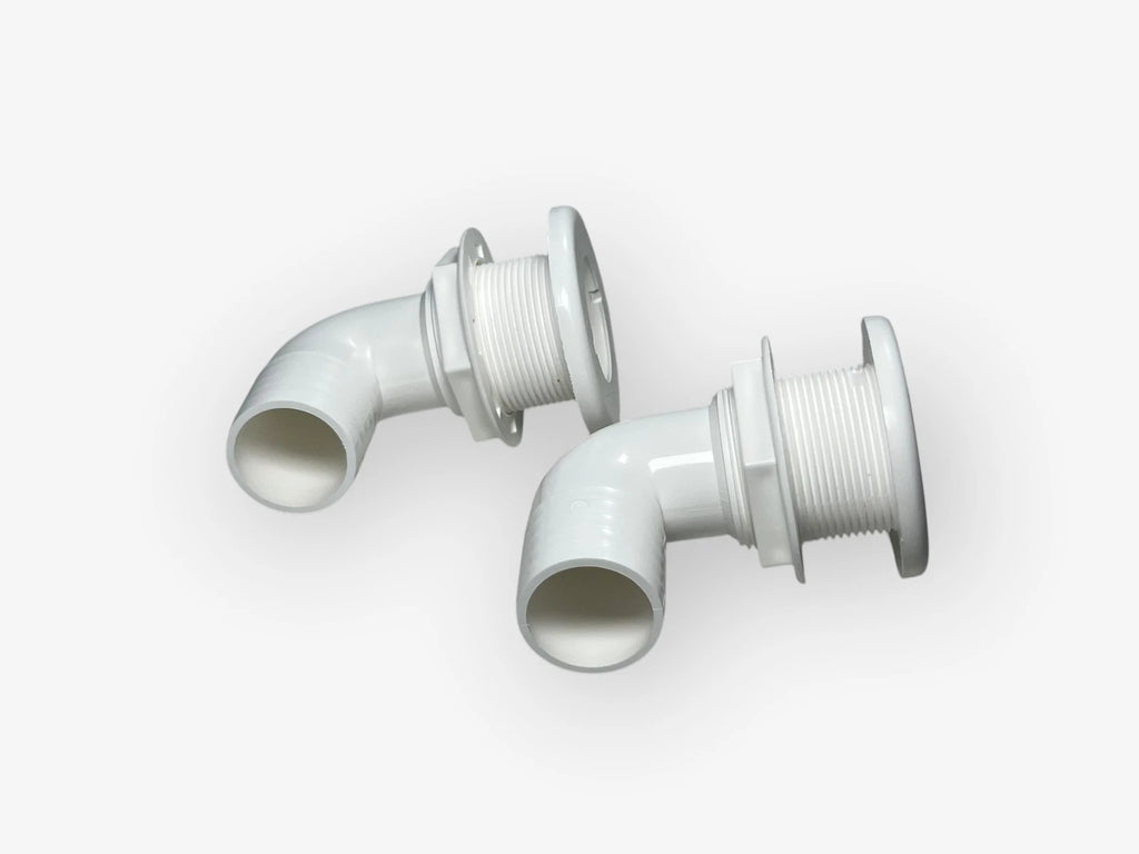 Set of 2 Thru Hull 90 Degree Barbed Fittings for TH Marine (TH-1592-B)