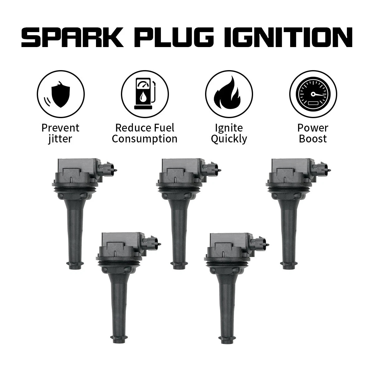 Set of 5 Ignition Coils for Volvo XC70 V70 XC90 C70 (1999–2007) 30713416 UF341