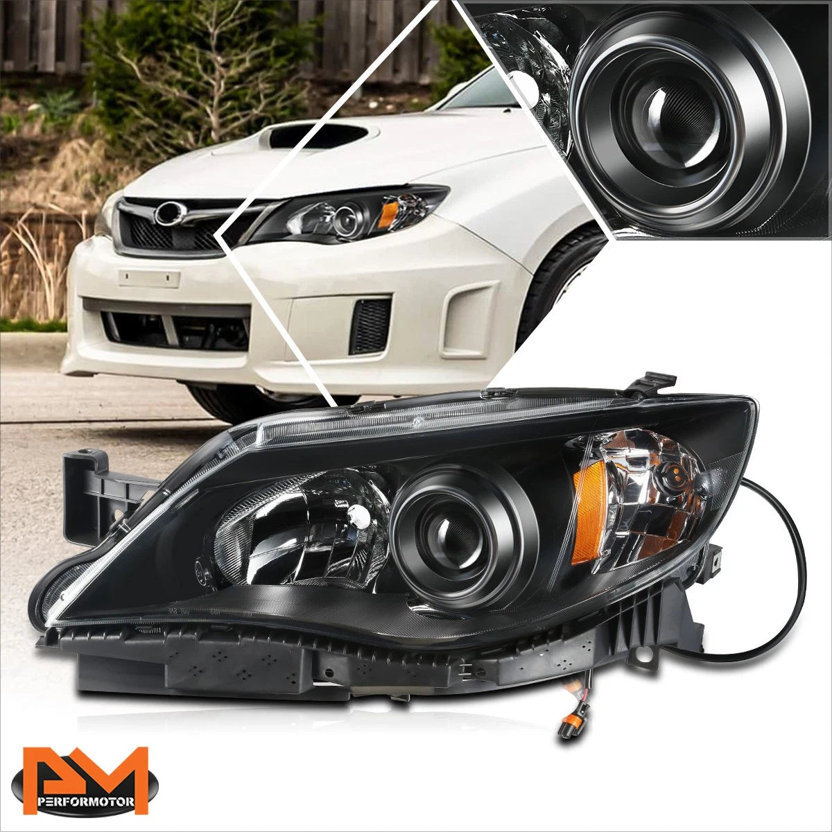 Projector Headlight for Subaru Impreza (2008–2011) - Driver Side, Black Housing