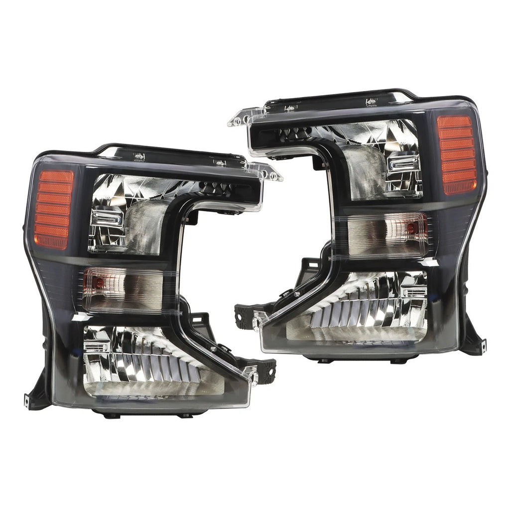 Set of 2 Halogen Black Headlights for Ford F250 F350 F450 (2020–2022)