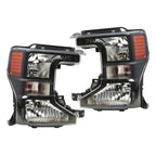 Set of 2 Halogen Black Headlights for Ford F250 F350 F450 (2020–2022)