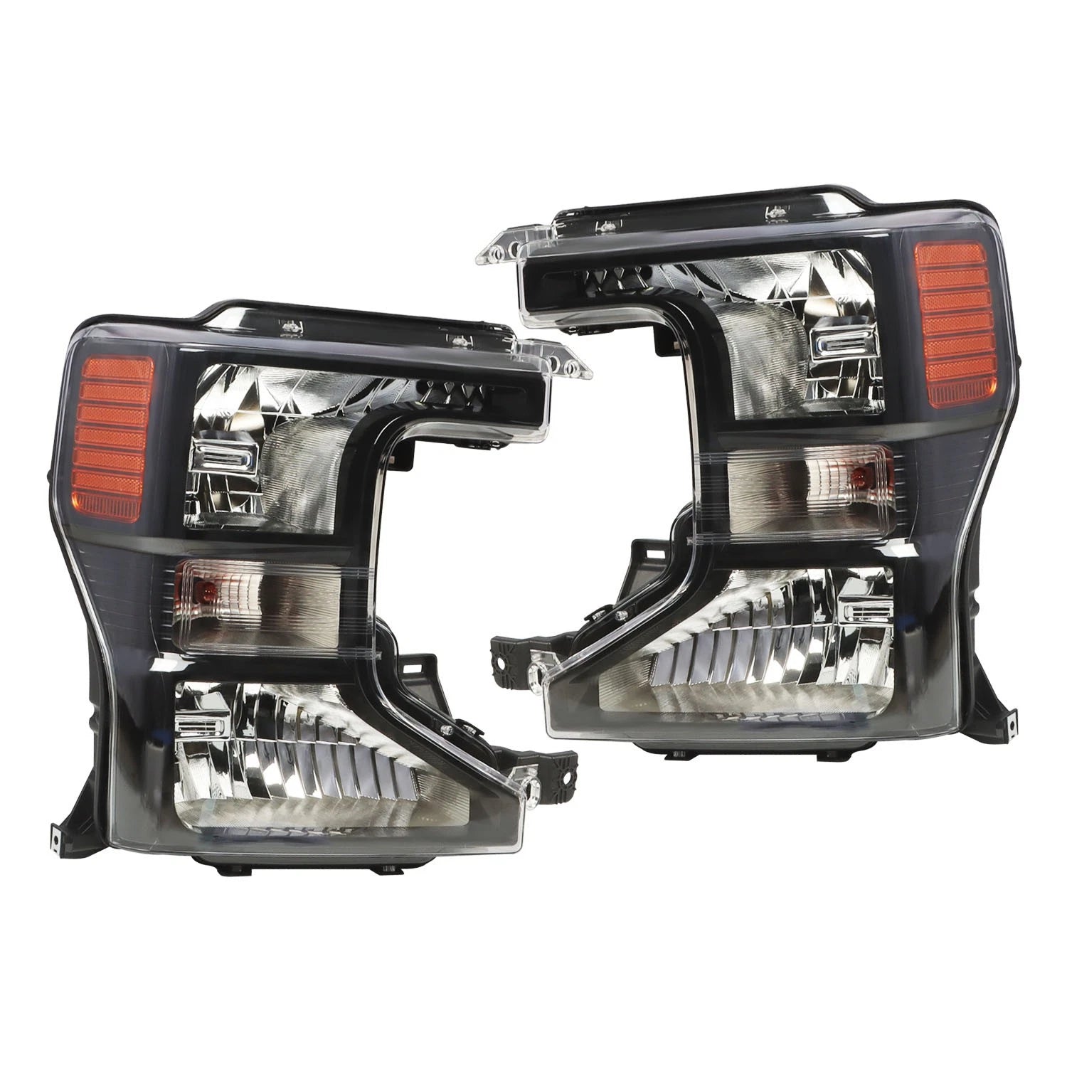 Set of 2 Halogen Black Headlights for Ford F250 F350 F450 (2020–2022)
