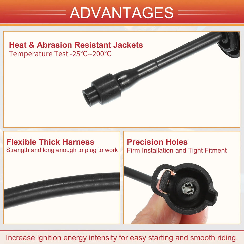 Set of 4 Spark Plug Wire Ignition Coil Cables for Toyota Corolla, Chevrolet Prizm 