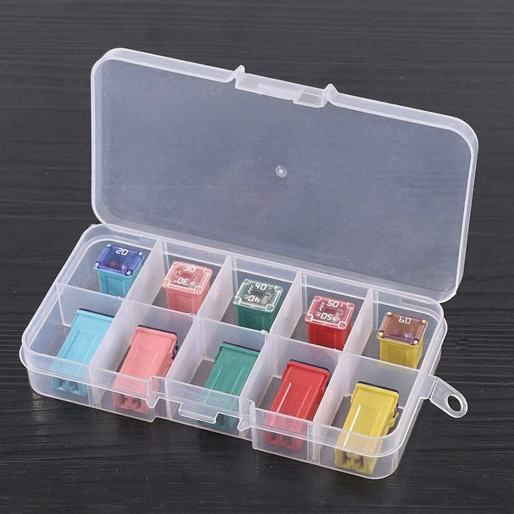Set of 10 Car Box Shaped Fuses 20A 30A 40A 50A 60A for Vehicles