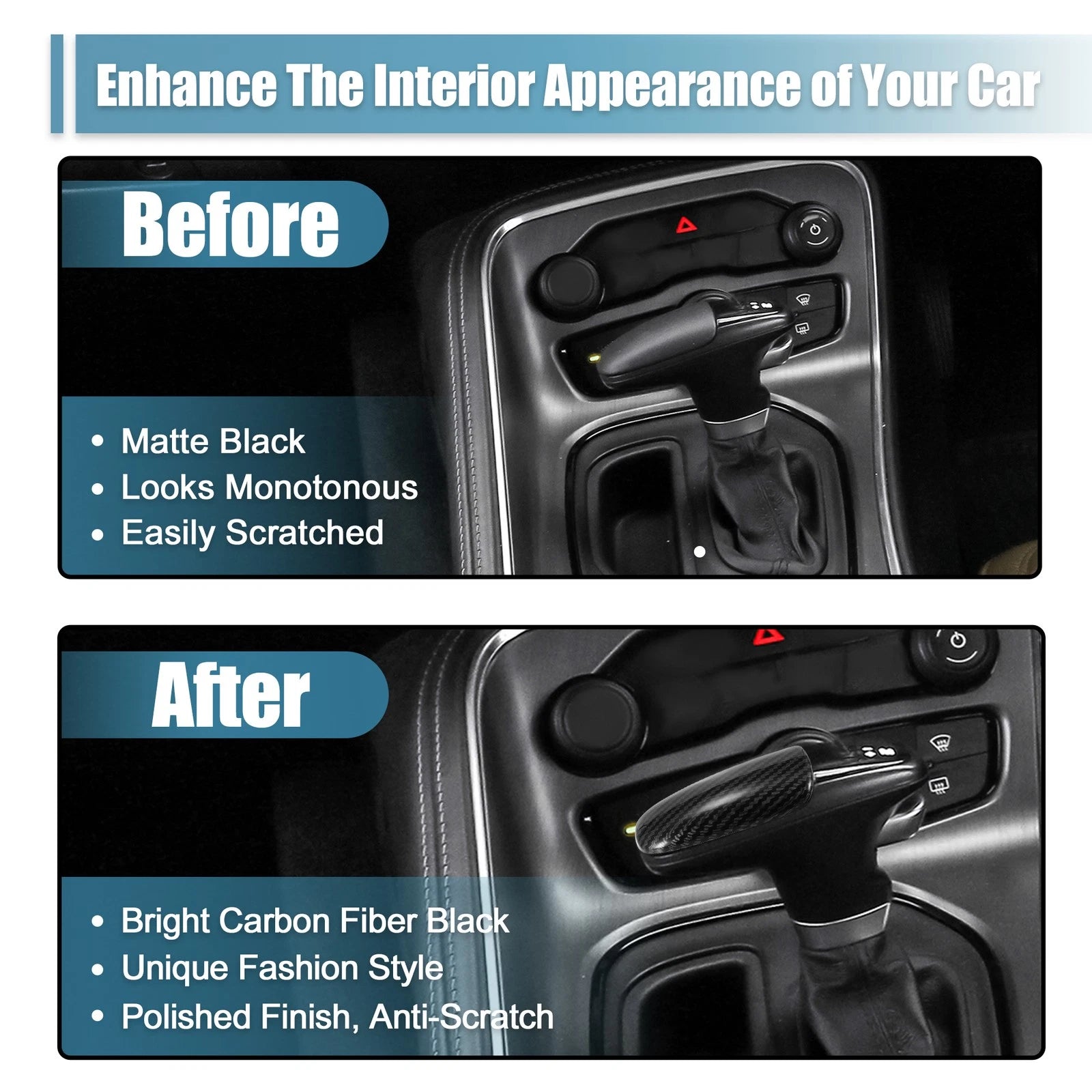 Gear Shift Knob Cover Trim for Dodge Challenger Charger (2015–2023)