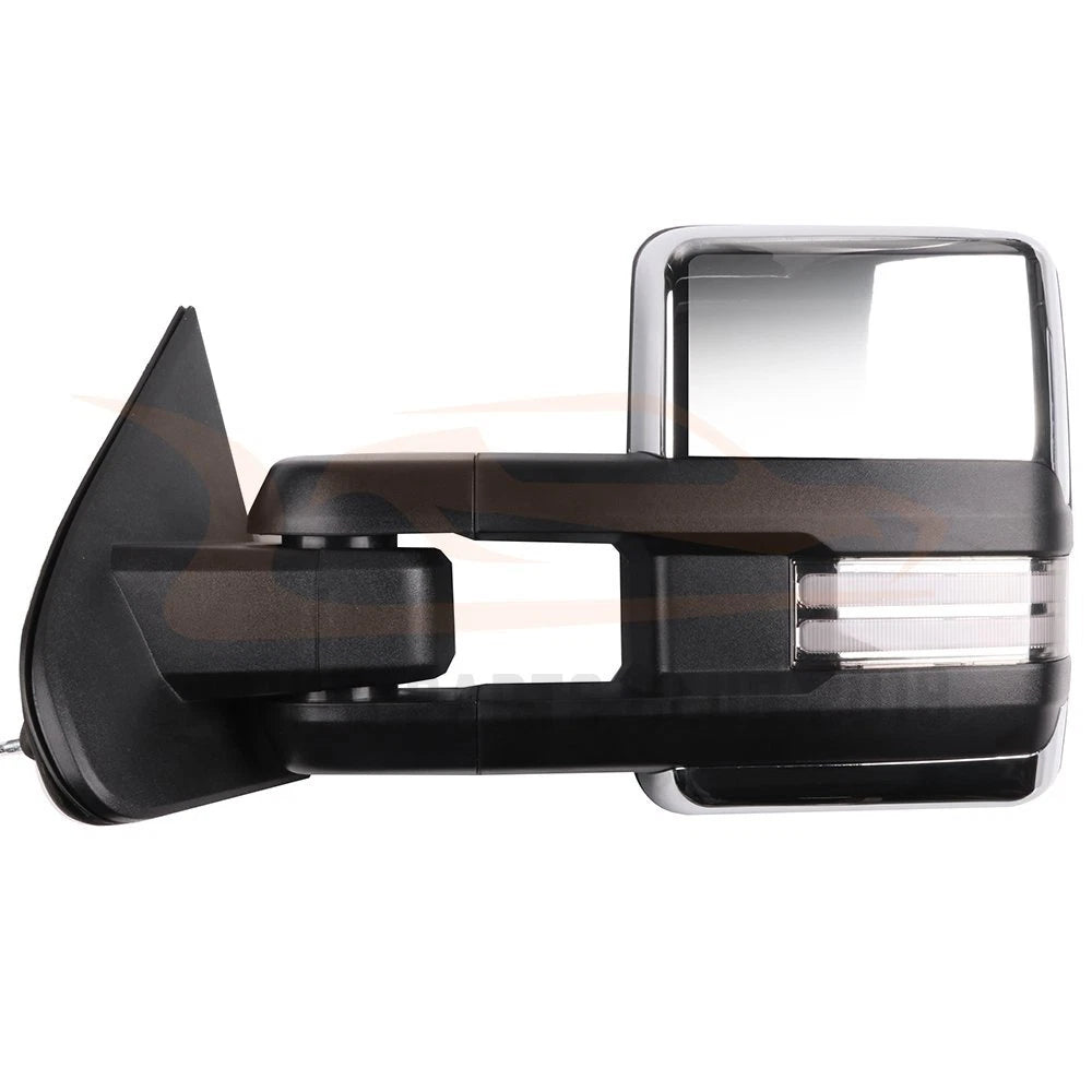 Set of 2 Power Signal Heated Chrome Tow Mirrors for Chevy GMC (2014–2018)