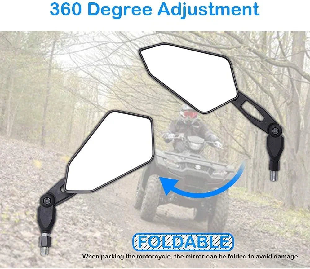 10mm Black Arrow Rear View Mirrors for ATV Quad Motorcycle
