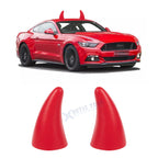2Pcs Red Devil Bull Horn Antenna Roof Stickers for Car (Front/Rear)