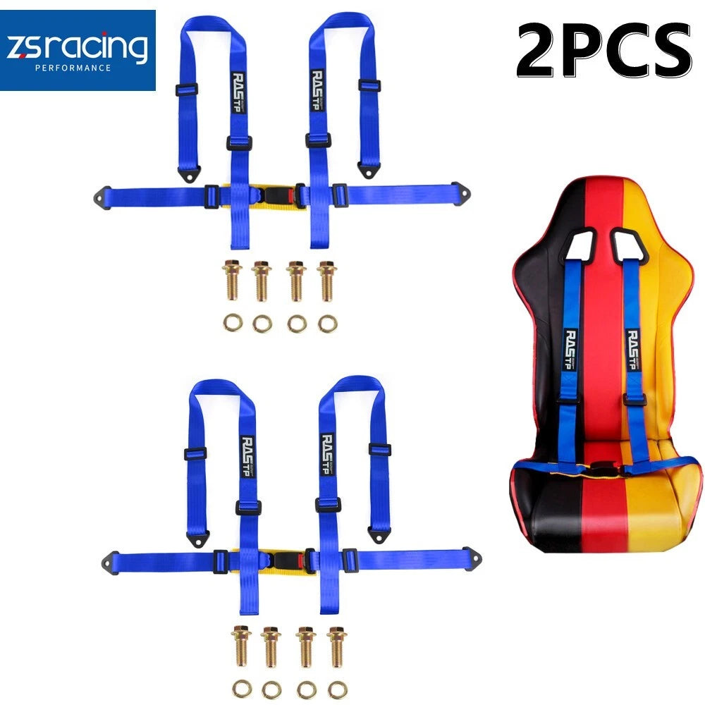 2X 2" 4-Point Adjustable Racing Belts Harness Shoulder Straps