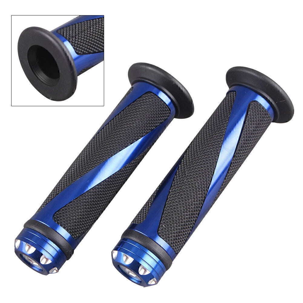 1 Pair Gel Rubber Hand Grips for Motorcycle Handle Bars Black & Blue