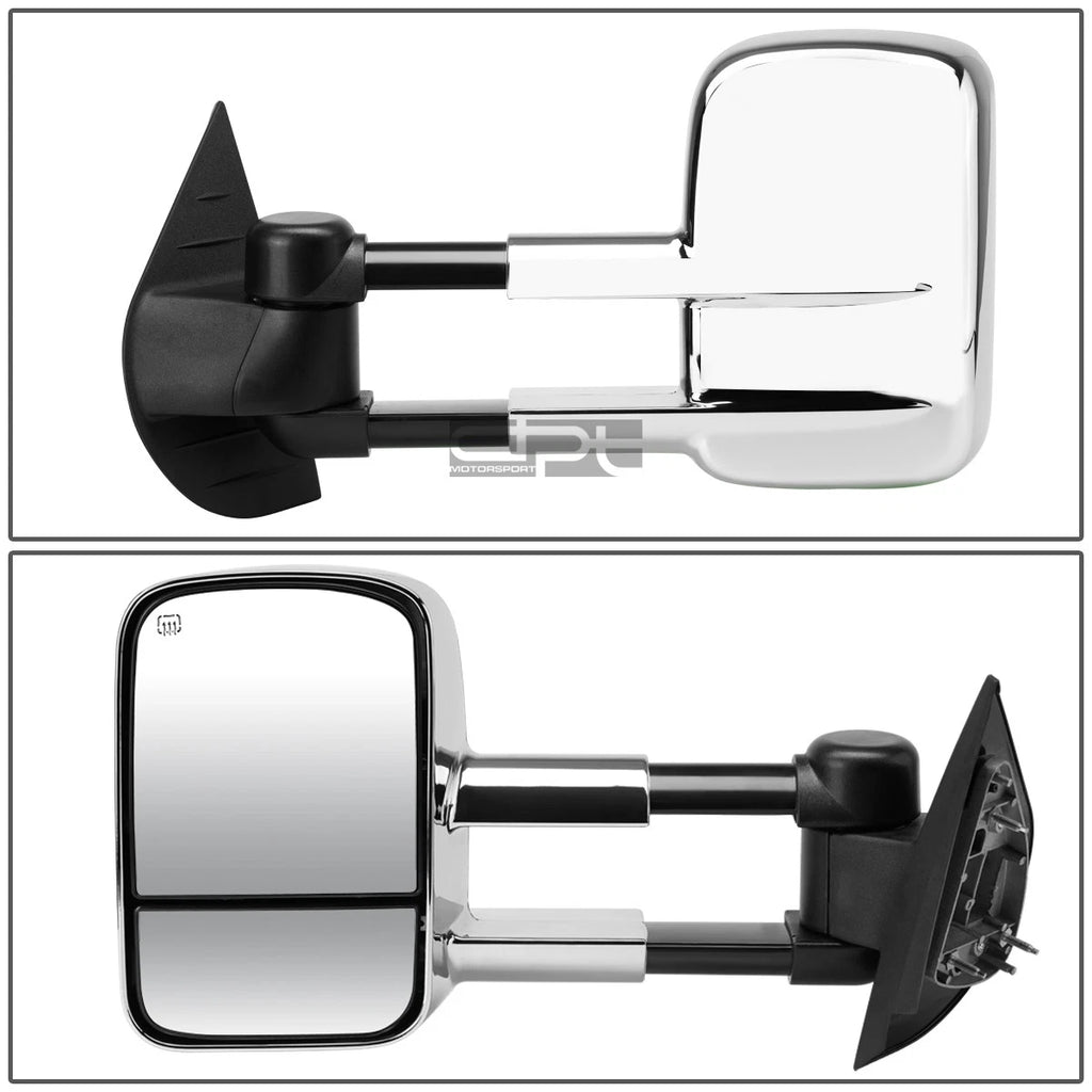 Set of 2 Extendable Arm Chrome Rear View Towing Mirrors for Chevy GMC GMT900 (2007–2013)