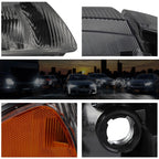 Direct Replacement Headlight for Mazda 626 (1998–1999) Smoked Housing Amber Side