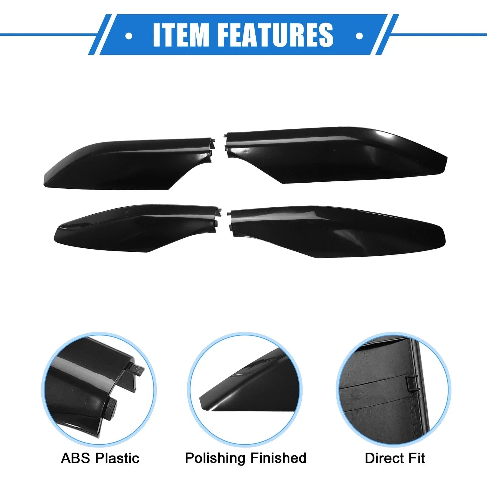 4 x Car Roof Rack Side Rails End Covers for Lexus GX470 (2003-2009) Black