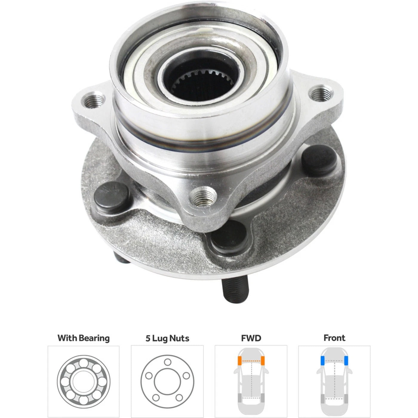 Set of 2 Wheel Hubs for Toyota Prius (2004–2009) with Bearing