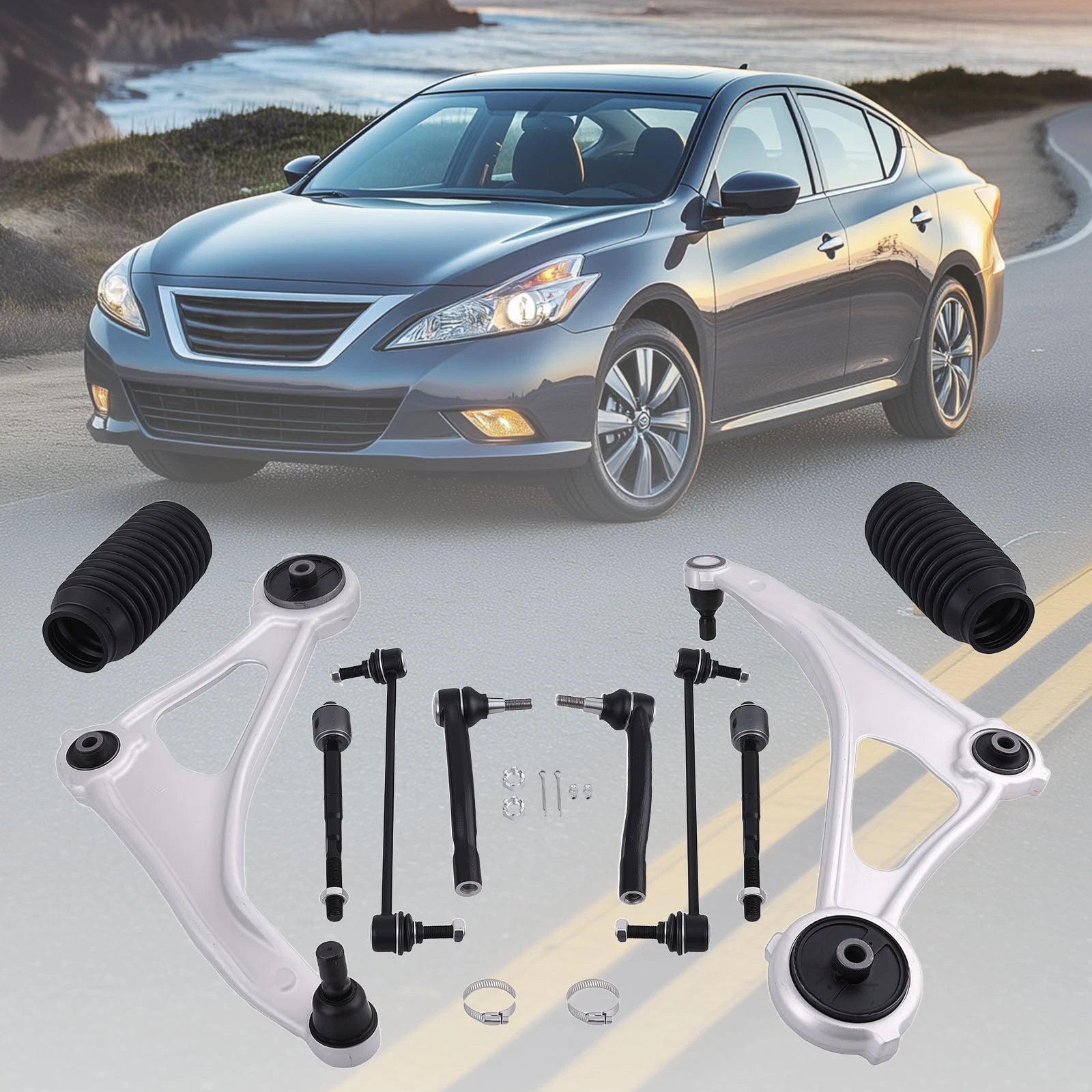 Front Lower Control Arms with Ball Joint & Sway Bar Tie Rod for Nissan Altima (2013–2014)