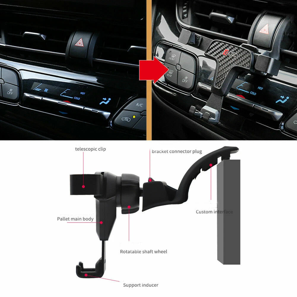 Carbon Fiber Style Phone Mount Holder for Toyota CH-R (2018–Present)