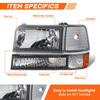 RGB LED Light Bar Bumper Headlights for Ford F150-F350 Bronco (1992–1996)