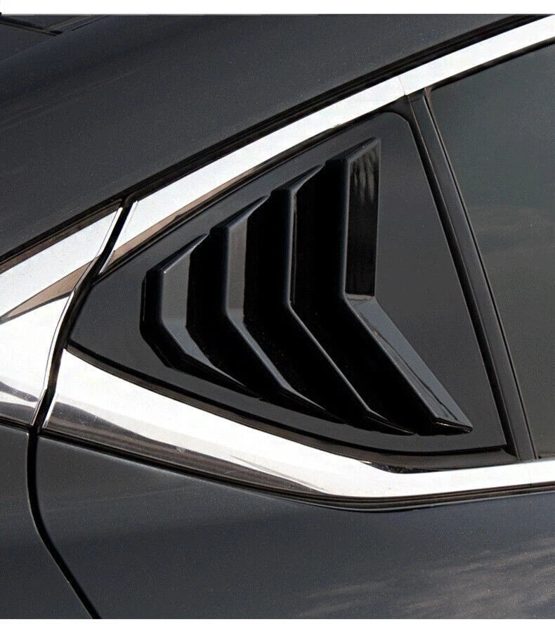 Gloss Black Rear Window Vent Shutter Louver Cover Trim for Lexus ES (2019–2023)