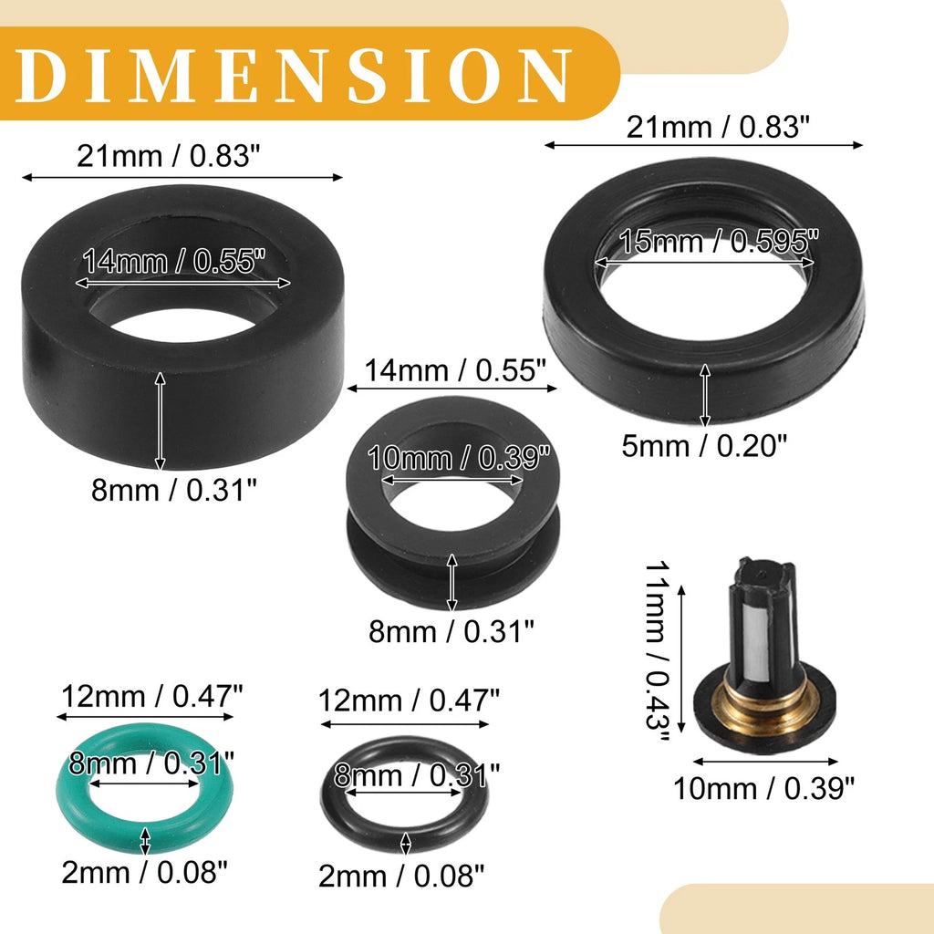 Set of 6 Fuel Injector Seal O Rings for Honda Acura 3.2L (2001–2004)