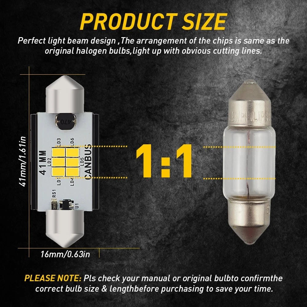 2X 42mm 578 LED Interior Map Light Bulbs for Ford F-150 (2001–2003), Explorer (2002–2010)