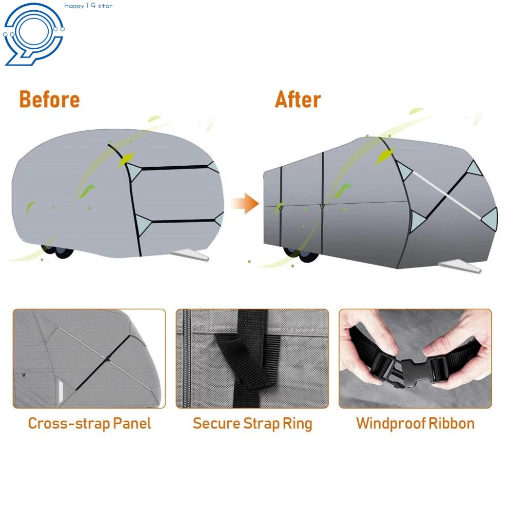 4-Ply Waterproof Travel Trailer Cover for RV 18'-20'
