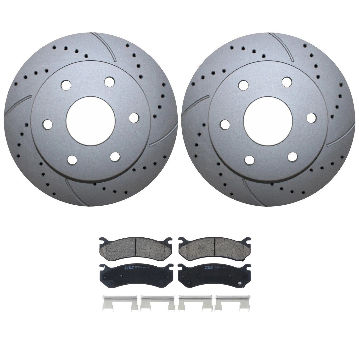 Front Brake Kit 305mm Drilled Rotors TRW Ceramic Pads for Cadillac Chevrolet GMC