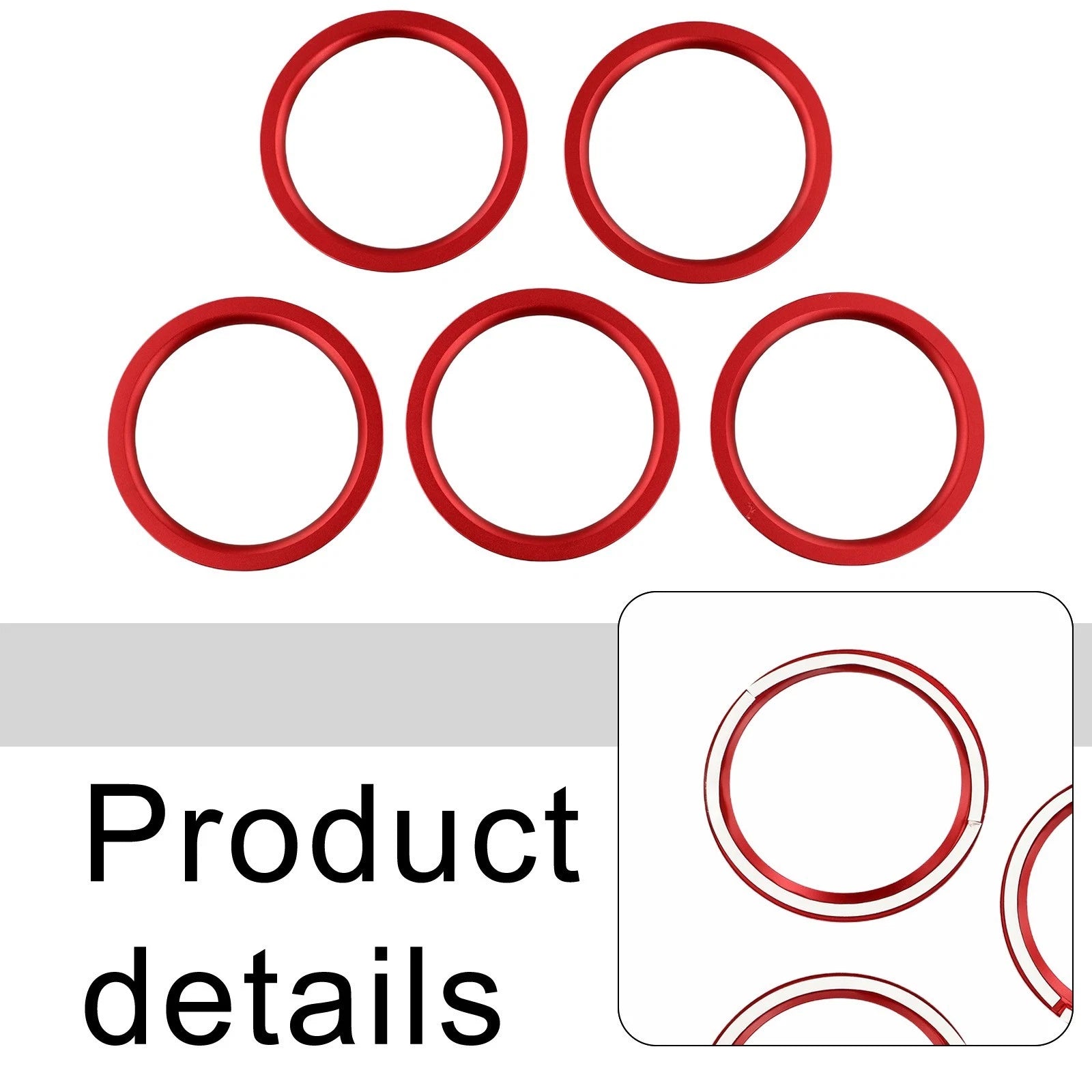 Set of 5 Red Air Conditioner Outlet Vent Ring Cover Trim for Suzuki Vitara (2015–2020)