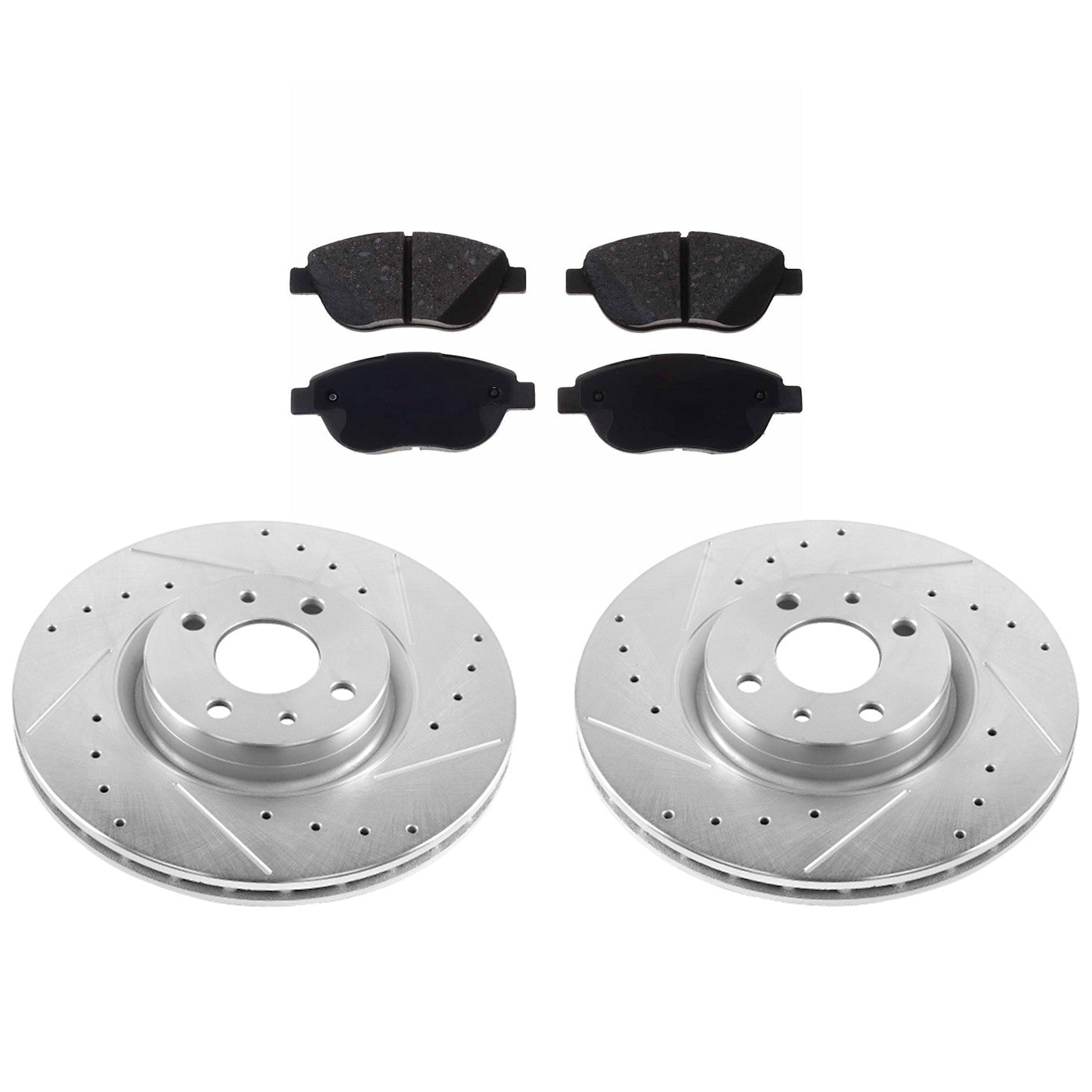 Set of 2 Brake Disc and Pad Kits for Fiat 500