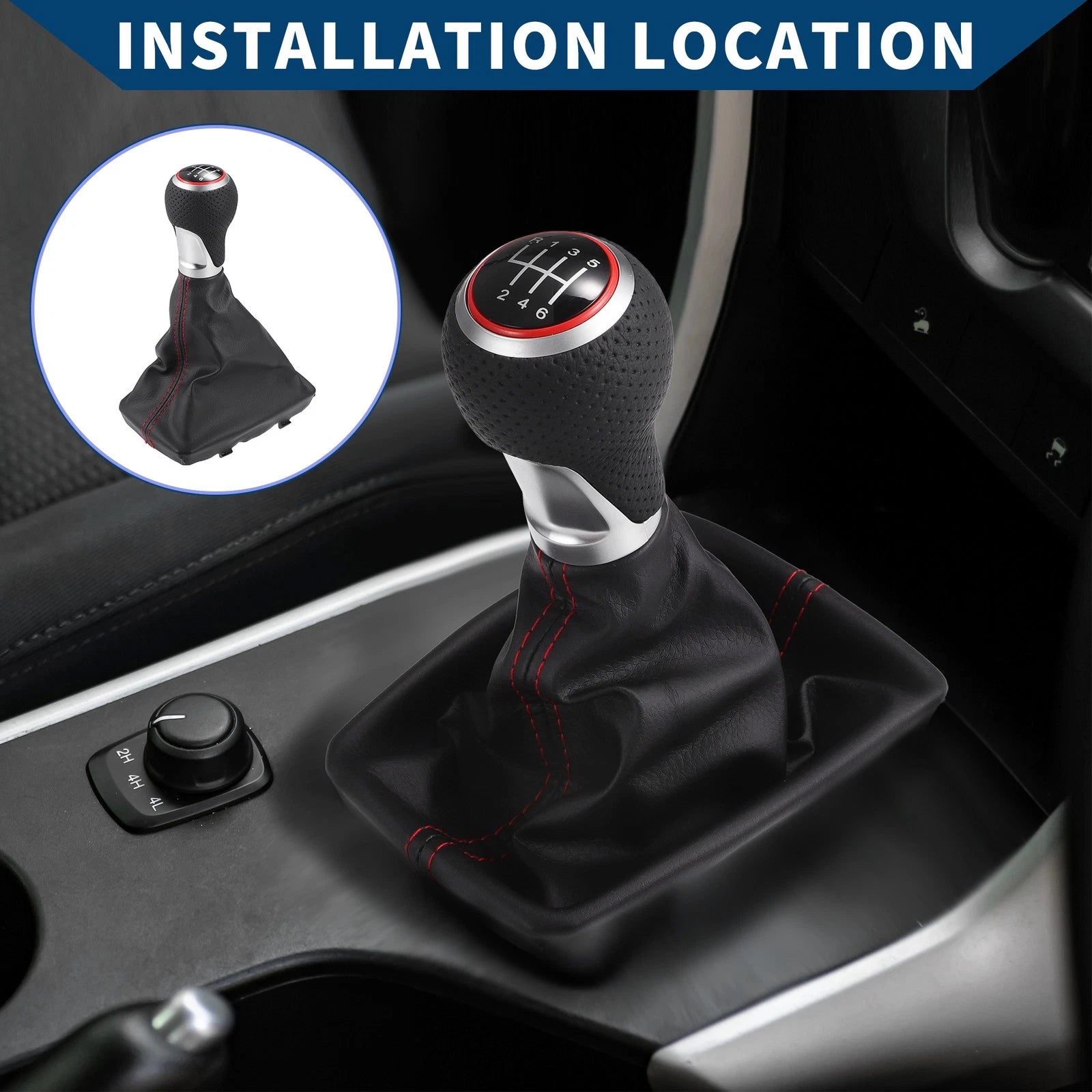 6 Speed Gear Shift Knob with Dust Cover for Audi S-Line (2007–2015)