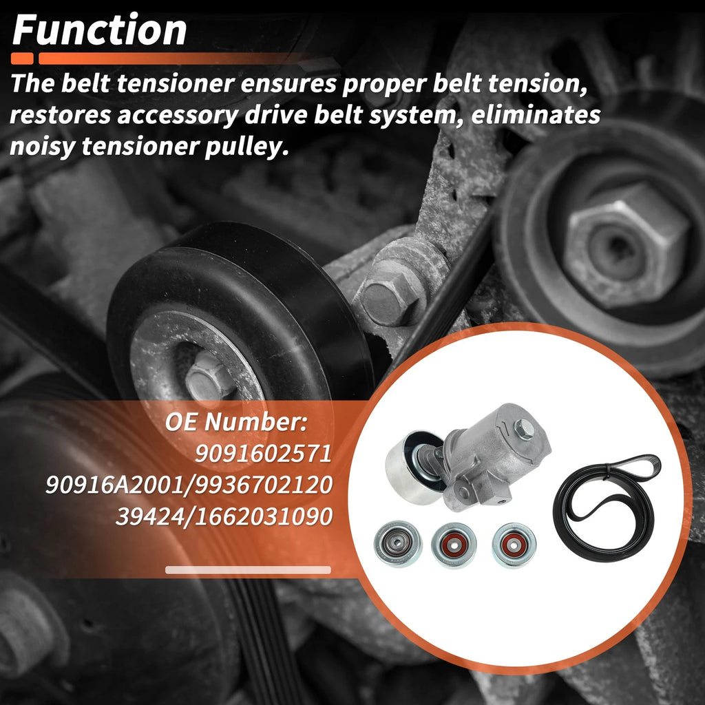 Set of 2 Drive Belt Tensioner Kits for Toyota Tacoma V6 3.5L (2016–2023) No. 9091602571