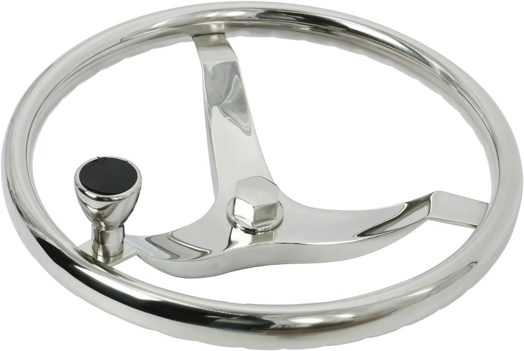 3 Spoke Stainless Steel Steering Wheel for Boat (13.5" Dia)