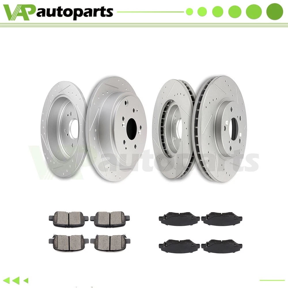 Set of 4 Brake Pads and Rotors for Honda Pilot 3.5L (2003–2008) Drilled
