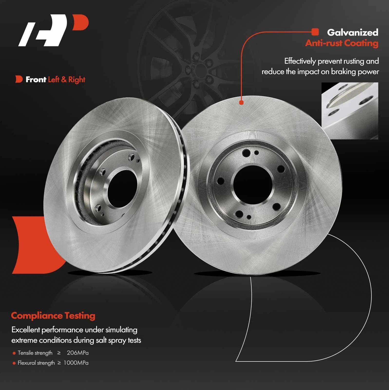 Set of 2 Front Disc Brake Rotors & Ceramic Pads for Kia Amanti (2004–2006)