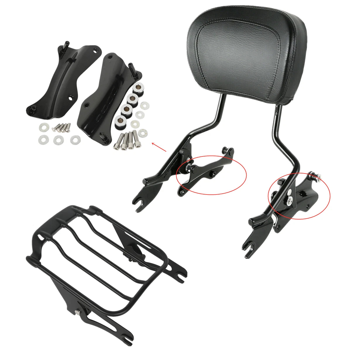 Sissy Bar Backrest Luggage Rack for Harley Touring (2014–2023)