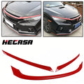 3PC Glossy Red ABS Front Grill Trim Cover for Honda Civic (2016–2021)