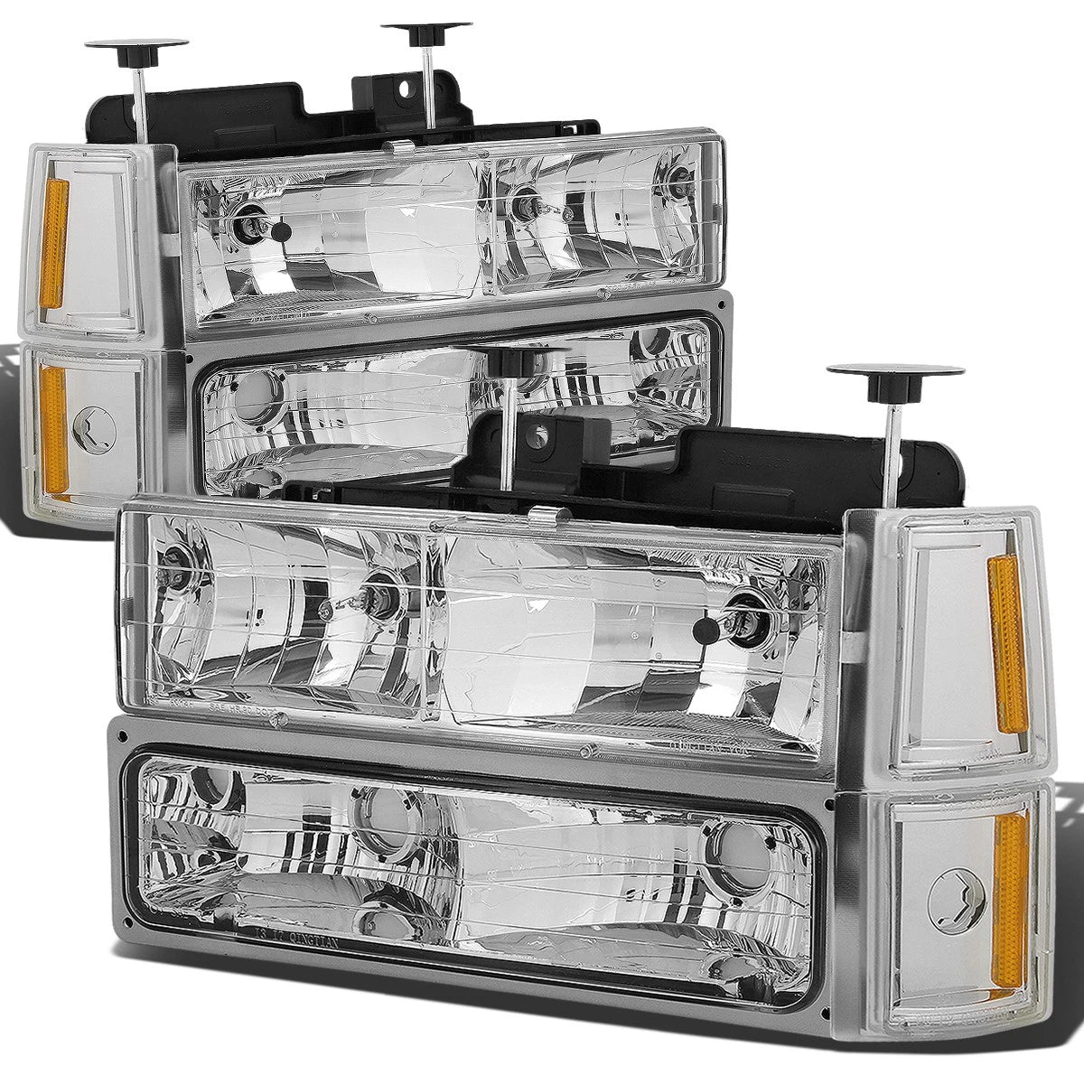 Chrome Housing Headlight + Amber Corner Lamps for GMC C/K Pickup (1994–2000)
