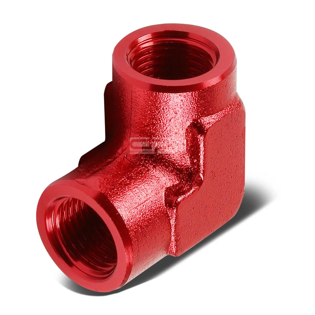 1/4" NPT Aluminum 90 Fitting Adapter for Universal Applications (Red Anodized)