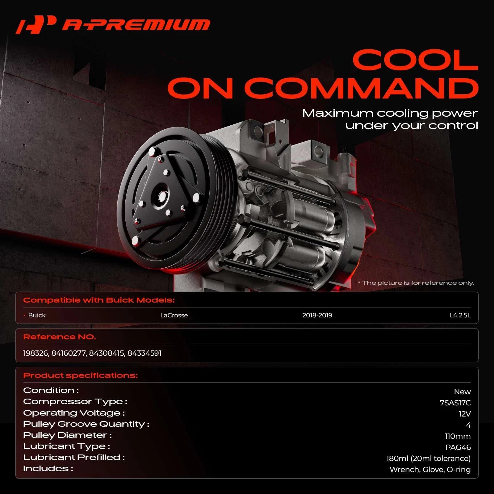 A/C Compressor with Clutch for Buick LaCrosse (2018-2019)