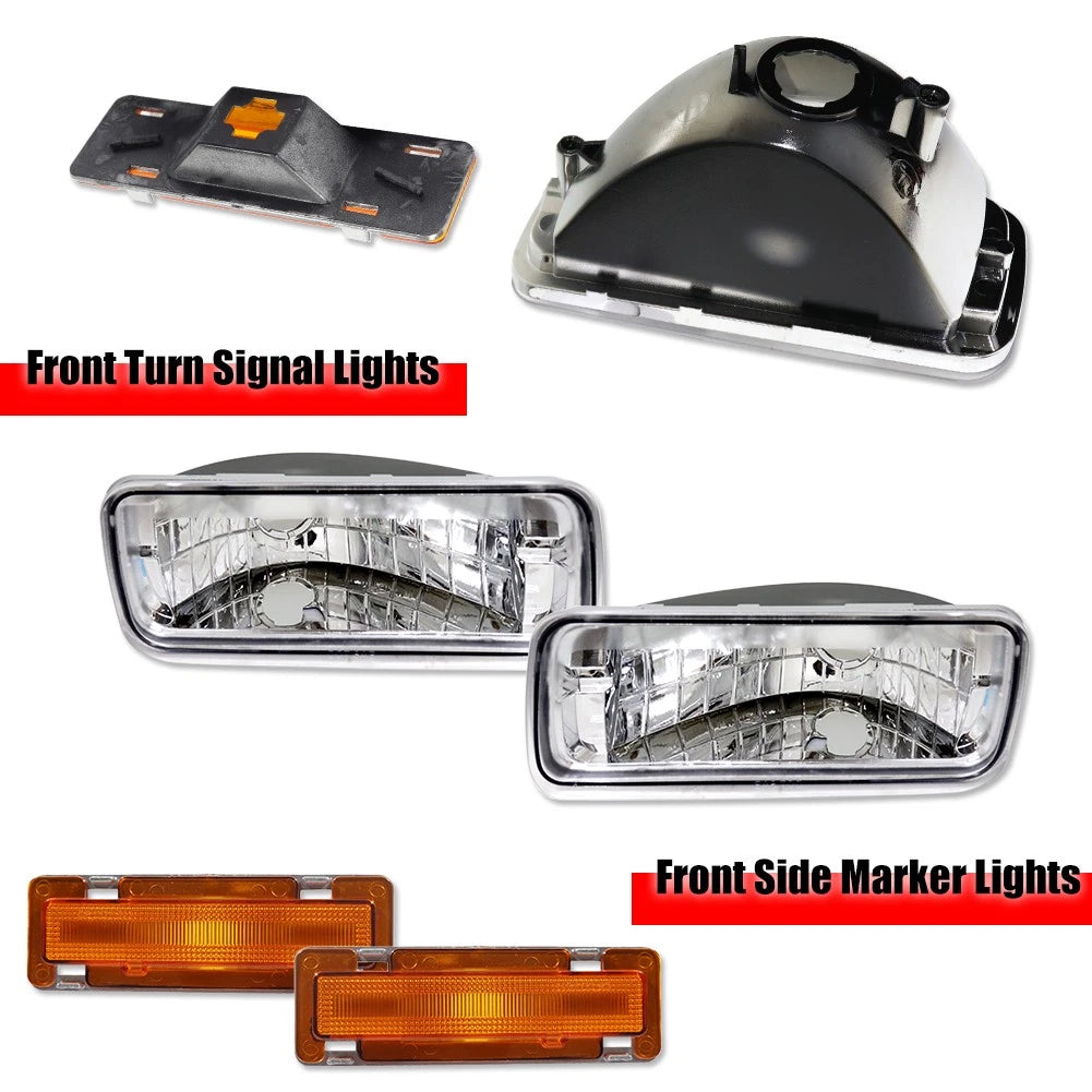 Clear Bumper Turn Signal Light & Amber Side Marker Lights for Chevy Camaro (1985–1992)