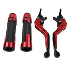 Red Extendable Brake Clutch Levers & Handlebar Grips for Kawasaki ZX1400 (2006-2023)