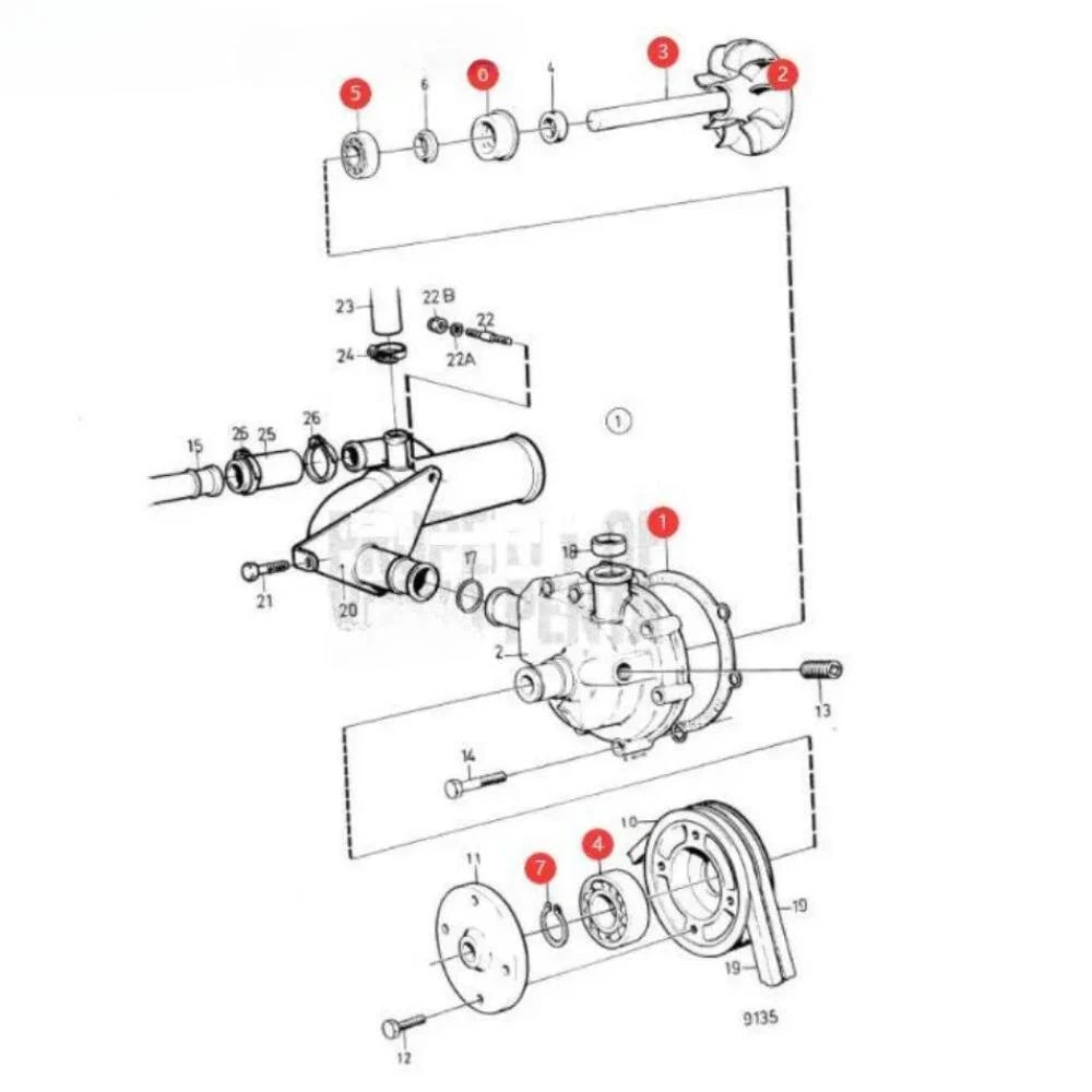 Circulation Pump Kit for Volvo Penta AD41 D41 KAD42 KAMD42 TAMD41 TMD41 (876544)
