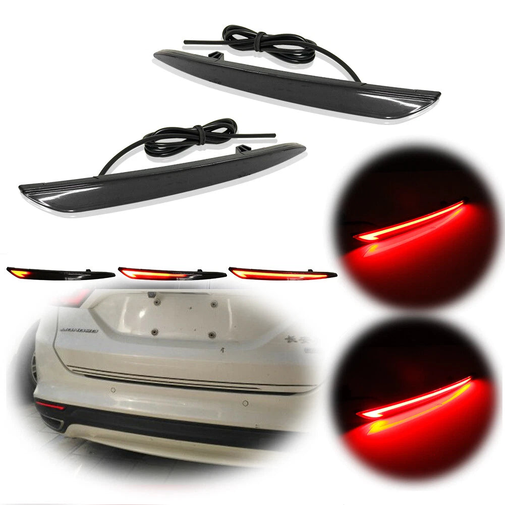 Smoked Lens LED Rear Bumper Brake Light Tail Lamps for Ford Fusion (2013–2018)