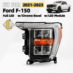 Full LED Headlight for Ford F-150 (2021–2023) Chrome Bezel w/o AFS Driver Side