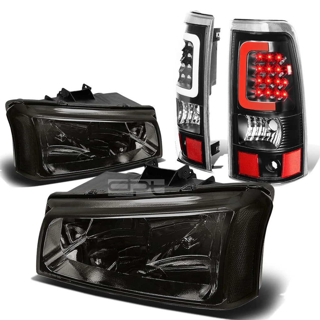 Smoked Clear Corner Headlight & Black 3D LED Tail Light for Silverado (2003–2007)